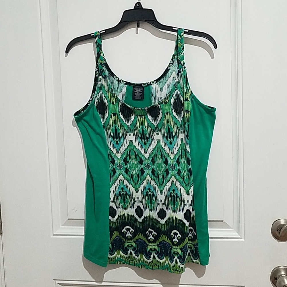 Faded Glory Green Patterned Tank Top